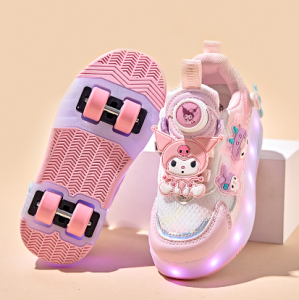 Princess Style Light-up Hidden Wheels Skate Shoes for Girls 4 wheels