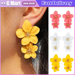 My Shape Large Flower Stud Earrings Stainless Steel Gold Color Big Earrings for Women Delicate Trendy Stud Earrings Jewelry Gift
