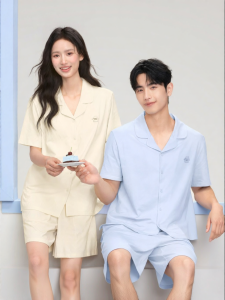 Secret World | Cotton Summer Couple Sleepwear with Padded Chest Piece High-end Look Short Sleeve Shorts