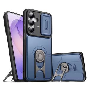 szhaiyu | Luxury Armor Holder Phone Case With Large Window For Samsung Galaxy S26 25 Ultra 24 FE 23 Plus Shockproof Protect Stand Cover