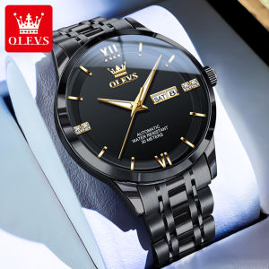 OLEVS | OLEVS 7061 Luxury Brand Mens Watches Stainless Steel Simple Dual Calendar Classic Fashion Automatic Mechanical Watch for Man