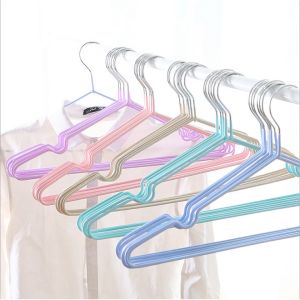 Gantungan Hanger Baju Stainless Isi 10 Pcs Warna Warni / Hanger Kawat Coating Lapis Plastik Kuat Dan Lentur YJ-1 Ukuran 40cmx19cm YJ-2 Ukuran 30cmx19cm