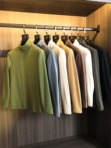 Double-Sided Heavyweight German Velvet High-Neck Base Shirt Mens Solid Color Fashionable T-Shirt Trendy Urban Style Long Sleeve
