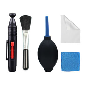 Bộ Dụng Cụ Vệ Sinh Ống Kính Máy Ảnh 5 Trong 1 Bút Quạt Thổi Khí Chuyên Nghiệp Vải Sợi Nhỏ Cho Bộ Lọc DSLR Cảm Biến Chăm Sóc Màn Hình LCD