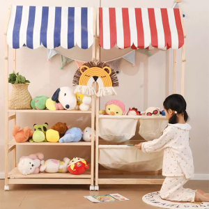 MontiFun Toy Storage Rack Childrens Room Organization Shelf Play Store Cart Montessori Game Area Setup Simple Installation