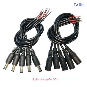 5 Đôi DC 12V Bộ Kết Nối Nguồn 5.5X2.1 Mm Nam Nữ Jack Ổ Cắm DIY Cáp JIENUO