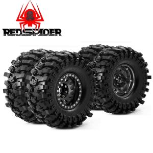 4PCS 120mm Metal 1.9" Beadlock Wheel Rim Rubber Tire Set for 1/10 RC Crawler Car Traxxas TRX4 RC4WD D90 Axial SCX10 II III MST