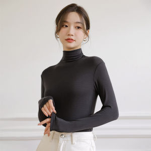 Miiow | White Long Sleeve Mid-Neck Thermal Shirt Womens Fashion Autumn Winter Inner Wear Catman Stylish Base Layer Top