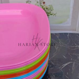 1 LUSIN PIRING KOTAK 24CM TEBAL PLASTIK DOP BERKUALITAS TERLARIS