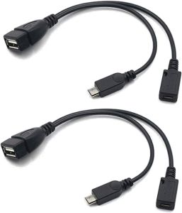 2-in-1 Micro USB OTG Power Cable Adapter USB 2.0 Splitter for Fire TV Stick PlayStation Classic Streaming Host Devices