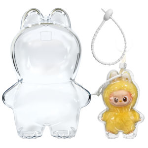 Transparent Protective Case For Labubu4.0 The Monster Pin For Love Series Cute Figure Cover Storage Shell Portable Keychain