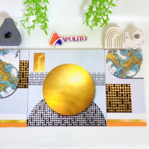 HIASAN DINDING ABSTRAK GEOMETRIKAL EMAS (FULL SET ISI 3) WALL DECOR PAJANGAN DINDING POSTER KAYU RUANGAN AESTHETIC