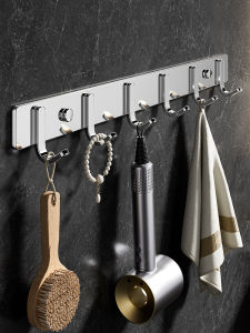 304 Stainless Steel Hook Punch-Free Kitchen Bathroom behind the Door One Row Wall Punch Clothes Hook Clothes Towel Rack