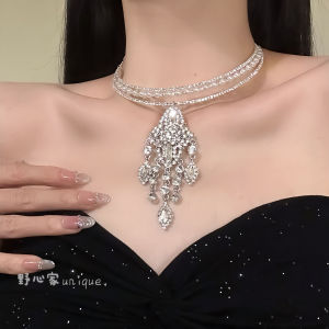 Original Berlin Love Tassel Necklace Luxury Flash Zircon Dinner Dress Accessory Clavicle Chain Set Adult Silver Color Online Exclusive