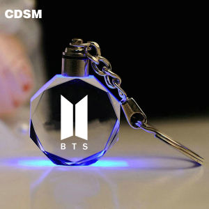 BTS Car Keychain LED Light 7 Color Crystal Customized Keyring Motorcycle Personalized Key Chain Anti Lost Decoration Accessories for Korean Group BIGHIT MUSIC