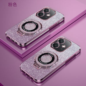 Oppo A3i Phone Case Gradient Sparkle Powder High Fashion Soft Shell 5G Magnetic Stand Holder Ultra Thin Transparent Anti-Fall Cute Personality Protection