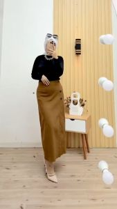Luna Skirt Bengalin Streatch | Rok Panjang Bengalin Wanita | Semi A-Line
