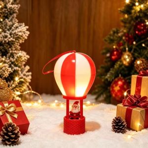 Christmas Glowing Ornaments Santa Claus Snowman Hot Air Balloon with LED Light Christmas Tree Ornaments Kids Toy New Year Gift