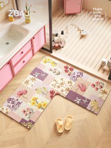 ZHIBAIJIA | Thảm Nhà Tắm Chống Trượt Thấm Nước Hình L
