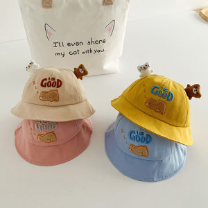Cute Bear Baby Bucket Hat Spring Autumn Infant Thin Fisherman Cap Korean Cartoon Solid Color Kids Boy Girl Panama Sun Hats
