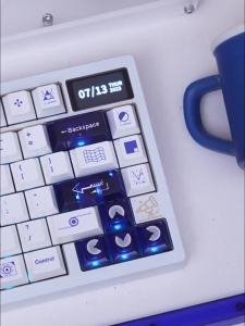 Bộ Keycap PBT PC Màu Trắng Xanh Cherry Tối Giản Dành Cho Bàn Phím Cơ MX Bộ Keycap Hình Học Nguyên Bản