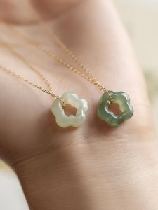 Synthetic Jade Plum Pendant Ladies Clavicle Chain Sub Hollow Delicate Ultra-Fine Necklace Retro Style Temperament Gift