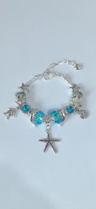 New In Blue Crystal Ocean Theme Starfish Turtle Seashell Pendant Bead Bracelet Casual Marine Life Beach Holiday Jewelry Gift