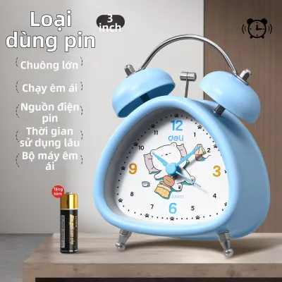 deli | Đồng Hồ Báo Thức Âm Lượng Cao Ít Ồn Dùng Cho Học Sinh Có Đèn Ban Đêm