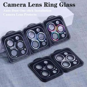 Auto-Dust One click Installation Camera Lens Protector For iPhone 16 15 14 13 12 11 Pro Max 14 15 16 Plus 12 13 Mini Full Cover Metal Ring Tempered Glass Camera Cover