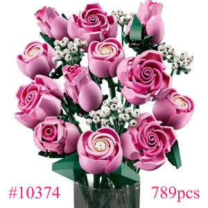 MINISO Pink Rose Bouquet 10374 Building Blocks Sets Suitable for Christmas Gifts Compatible with Legoed Particles，789pcs.