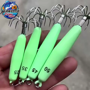 1Pcs Luminous Squid Jig Hooks Saltwater 12/16/25/35g Glow in Dark Cuttlefish Sleeve Jig Octopus Lure