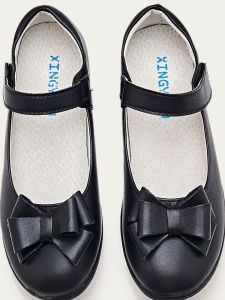 Black Soft Bottom Butterfly Knot Princess Single Shoes for Girls Student Fashionable Comfortable Leather Shoes by Star Source