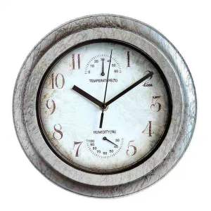 Outdoor Waterproof Wall Clock Hygrometer Thermometer Bathroom Kitchen Patio Shop Living Room Decorative Wall Clock Silent Clock