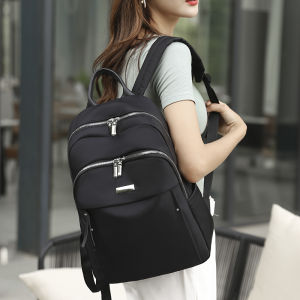 Womens Oxford Cloth Backpack 2024 New Waterproof Lightweight Travel Bag Canvas Student Bookbag Double Shoulder Bag Casual Style