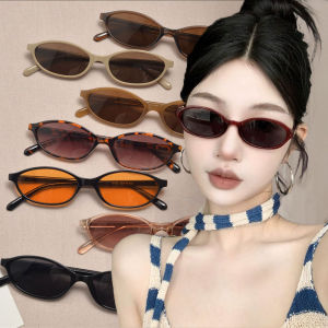 แว่นกันแดดผู้หญิงทรงรีขนาดเล็กแฟชั่นใหม่แว่นกันแดด2024ย้อนยุคของผู้หญิงสีน้ำตาลเสือดาวแฟชั่นใหม่