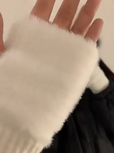 1 Pair Ladies Winter Warm Half Finger Gloves Knitted Solid Color Soft Plush Fingerless Mittens Fashionable Womens Daily Accessories