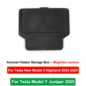 for Tesla New Model Y Juniper/Launch 2025 Model 3 Highland 2024 Car Armrest Box Hidden Storage Box Center Console Organizer Case