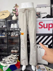 กางเกงลำลองชายผ้าไหมน้ำแข็งแห้งเร็ว กางเกงขายาวทรงตรง กางเกงขายาวฤดูร้อน สไตล์อเมริกัน กระดิ่งโค้งเล็ก ทรงสลิมฟิต กางเกงหนังกันฝน