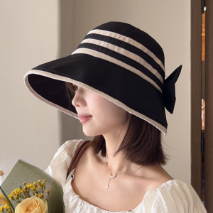 Sun Hat Female Summer Big Brim Sun-Proof UV Protection Bucket Hat Bow All-Match Outdoor Casual Sun Hat Trendy