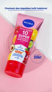 NIVEA Body Serum Extra Bright 10 Super Vitamins & Skin Foods SPF15 180ml - Mencerahkan & menyamarkan noda hitam