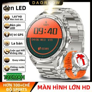 Đồng Hồ Thông Minh Nam 2025 Màn Hình Cảm Ứng Toàn Phần 1.85 Inch Độ Phân Giải 360*360 Chống Nước 3ATM Pin 710mAh Theo Dõi Sức Khỏe Đo Nhịp Tim