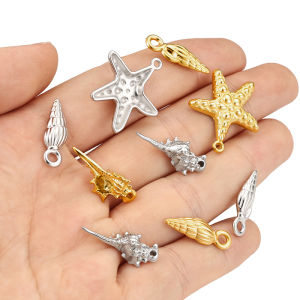 Thép Không Gỉ Conch trang sức mặt dây chuyền phụ kiện tự làm 18K Vàng Mặt dây chuyền hình sao biển cuộc sống dưới đại dương Charms