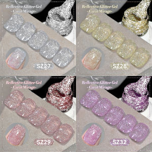 BORN PRETTY 10ml Silver Pink  Purple Reflective Glitter Gel Polish Ultra Shine Soak Off UV Gel Manicure Nail Art Varnish