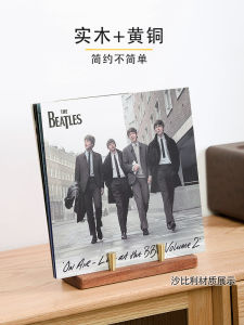 Bronze Wooden Record Holder LP Vinyl Album Display Stand CD Organizer Vertical Desktop Shelf Audio Storage Solution