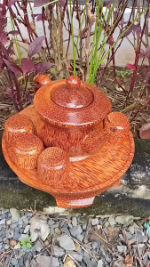 [MỚI] Bộ Bình Trà Lê Nhật Gỗ Dừa Kèm Dĩa Có Chân Phù Hợp Trà Đạo Uống Trà Phòng Khách Sang Trọng Quà Biếu Tặng Cao Cấp