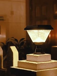 Solar High-end Door Post Light LED Lamp Colorful Dimming Landscape Outdoor Waterproof Villa Balcony Lighting