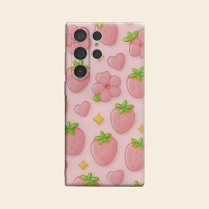 BILIBILI | Pink Strawberry Bubble Luxury Fashion Full Lens Protective Case for Samsung Galaxy S26 S25 S24 A56 A36 Plus Ultra