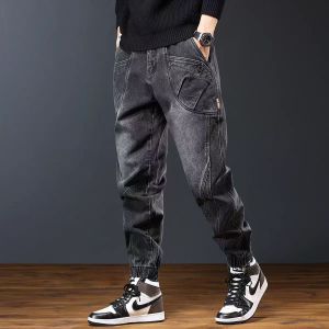 2025 New American Retro Heavyweight Workwear Jeans Mens Spring Summer High End Versatile Cuffed Harem Pants Mens Style