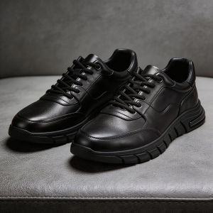 Mens Black Versatile Walking Shoes Genuine Cow Leather Spring Summer Outdoor Casual Fashion Footwear
