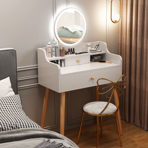 Modern Minimalist Small Size Japanese Style Bedroom Makeup Desk Corner Vanity Table with Storage for Adults Non-Customizable